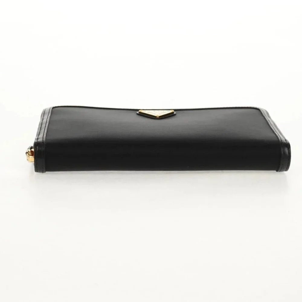 PRADA Long Wallet Leather Nylon Black Gold 1ML506 Auth am10026V - Picture 7 of 16